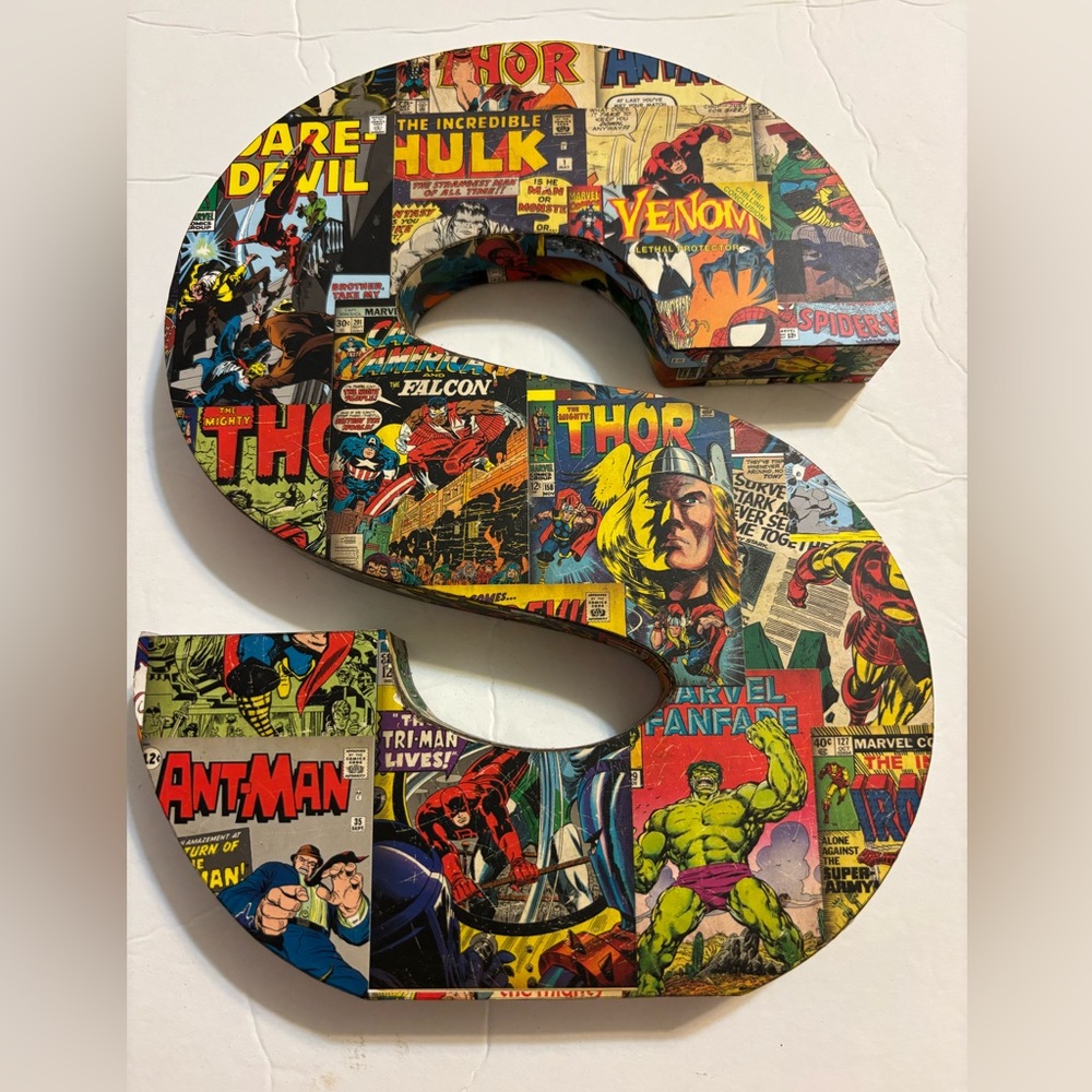 The Letter S Marvel Comics Wooden Letter Wall Mount or Free Standing  Appr. 8x10